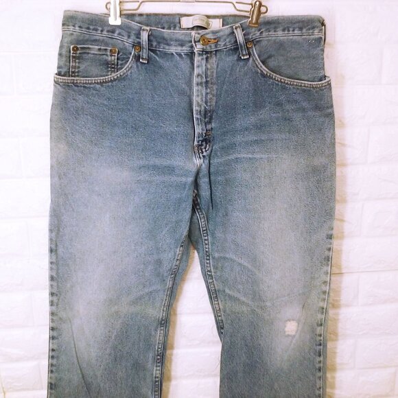 2013 Urban Pipeline UP Denim Jeans Men-38x30 Baggy Wide-Leg Faded Fray Hem Flaws - Picture 1 of 11